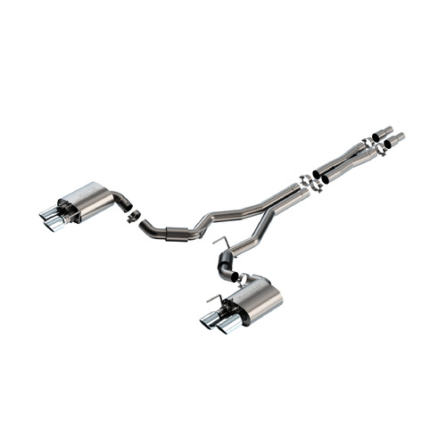 BORLA® Mustang S650 GT 2024 Cat-Back S-Type - Active Valve Exhaust Quad Bright Chrome Tips  part # 140962