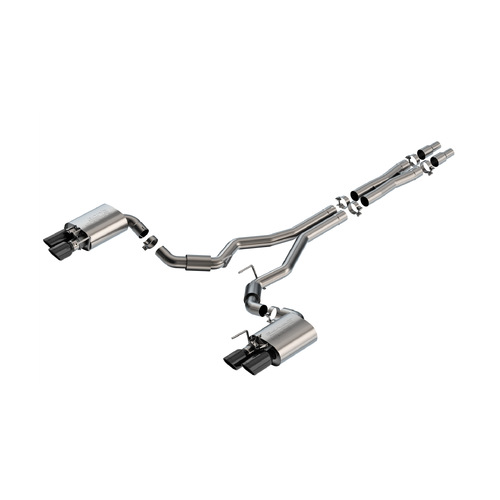 BORLA® Mustang S650 GT Cat-Back S-Type - Active Valve Exhaust Quad Black Chrome Tips  part # 140962BC