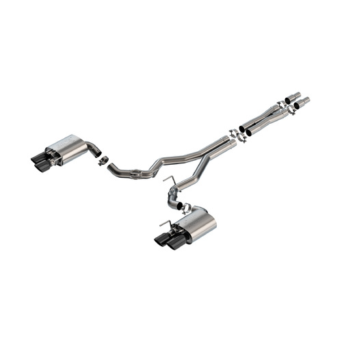 BORLA® Mustang S650 GT Cat-Back ATAK - Active Valve Exhaust Quad Black Chrome Tips  part # 140963BC